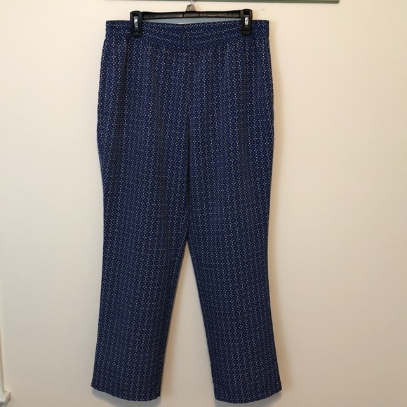 Talbots Diamond Floral Print Stretch Waist Pants with Pockets Size 12 - Picture 2 of 7